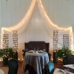 Beautiful set up of a bride and groom seating at Reinhart's Barn in Berks County PA.